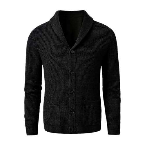 Solid Color Casual Lapel Single-Breasted Simple Slim Fit Men's Wool Knitted Cardigan