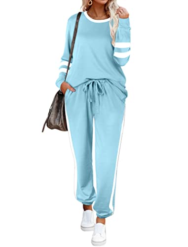 Image of Aloodor Sweatsuit for Women 2 Piece Outfits for Womens Crewneck Sweatshirts Pullover