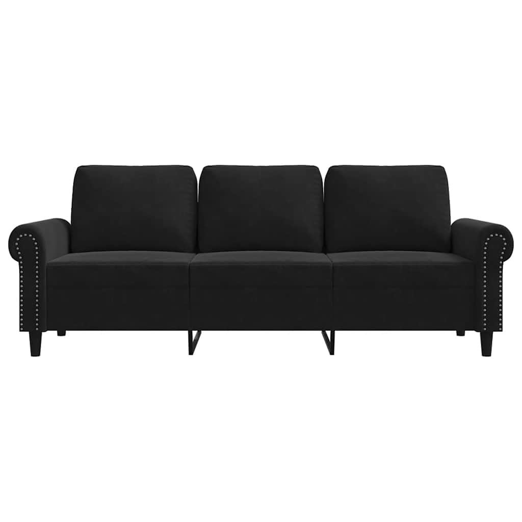 Amazon｜vidaXL 3人掛けソファ ブラック 180cm ベルベット, カウチ, 布