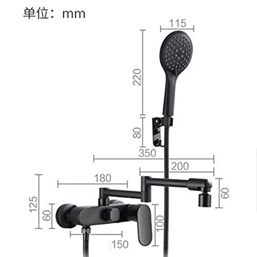 Robinet de baignoire pliant mural noir pour optimiser l'espace bain