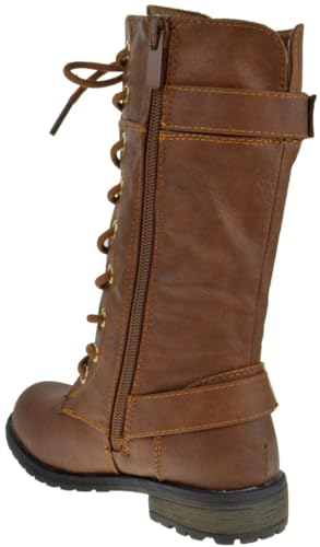 Forever Kid's Girls Knee High Lace Up Zipper Combat Riding Boots4