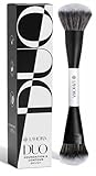 Lamora Liquid Bronzer + Contour Foundation Dual-Ended Makeup Brush - Full Face Duo Makeup Kabuki Brush for Cream or Liquid Blush Highlighter Concealer - Vegan, Cruelty-Free & Synthetic Bristles