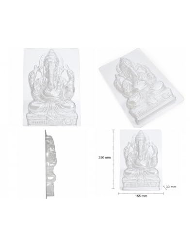 Image of Ganesha Idol Making Mould Using Shadu Mati, Terracotta Clay | Reusable Transparent Mould, Made with Ecofriendly PET Material (Pack of 6, Ganesh Mold)