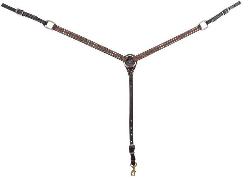 Martin Saddlery Chocolate Roughout Leather 1 Inch Breast Collar with Dot Border