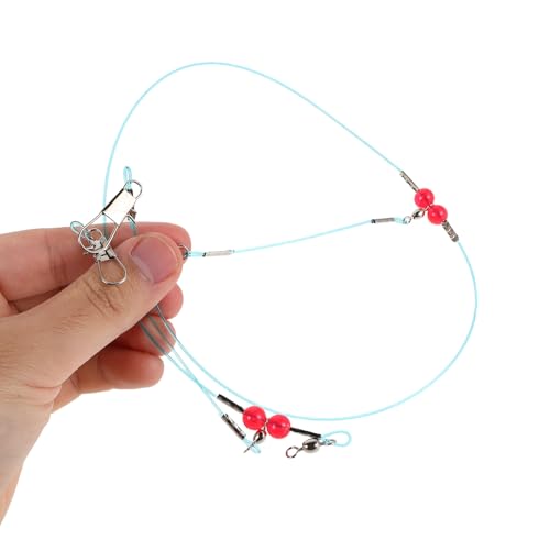 12 unidades de línea de nylon para pesca con ganchos y anillas de acero inoxidable miniatura 4