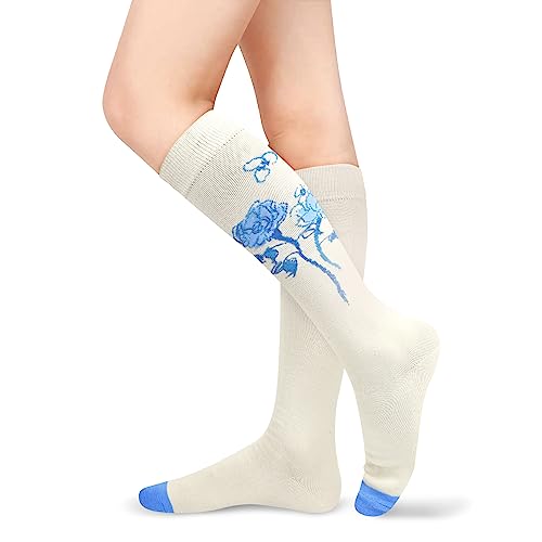 Image of Benefeet Womens Knee High Striped Checkered High Knee Socks Cotton Long Sports Tube Socks