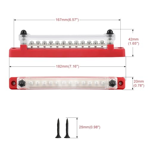 Bloque de distribución negativo positivo de 12V 150A M6 para instalaciones en barcos 3