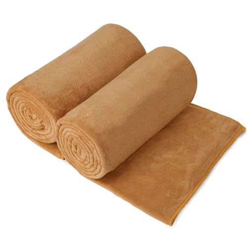 Image of JML Large Microfiber Bath Towels Set of 2, 30 inch x 60 inch, Oversized, Soft, Super Absorbent Fast Drying for Shower, Swimming, Sauna, Pool, Beach, Sport, Fitness, Yoga, Beige