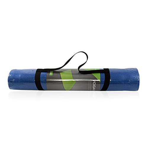 Suxess Non Slip Yoga Mat with Carrying Sling 4mm Thickness Blue Fitness Training