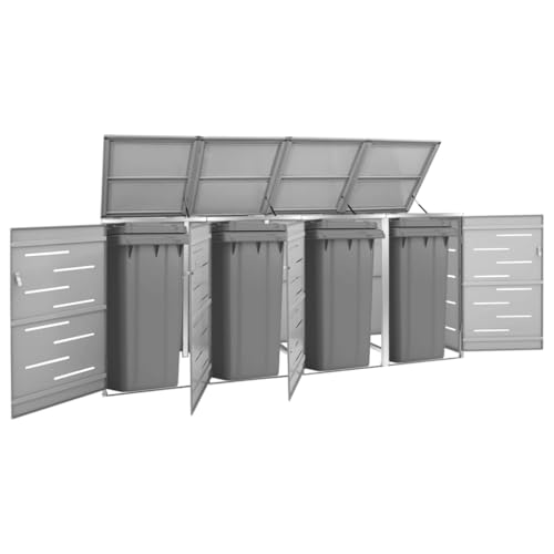 LLEZKBR Cobertizo cuádruple con ruedas, 276,5 x 77,5 x 112,5 cm, acero inoxidable