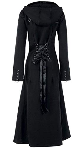 Darkrock Women's Black Fleece Long Zip Up Hooded Raven Steampunk Coat/Jacket With Pockets2