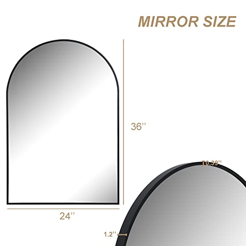 Arched Wall Mirror for Bathroom,Mirrors for Wall,24''x36'',Vanity Mirror for Bedroom Dresser, Entryway, Living Room, Metal Frame (36''x24'',Black)
