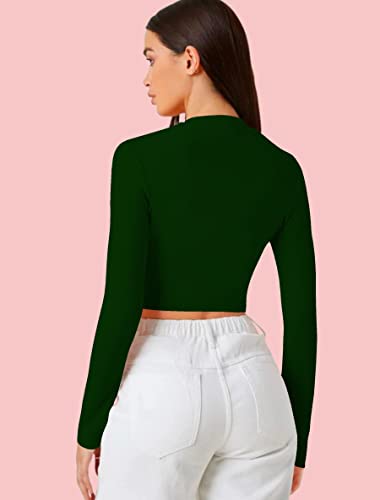 Image of Dream Beauty Fashion Women's Casual Round Neck Long Sleeves Stylish Crop Top - 17 inch Inches (Tee-Tally 02)