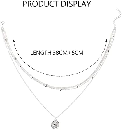 Yean Layered Necklaces Chain Silver Coin Pendant Necklace Boho Bead Jewelry for Women and Girls