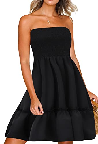 Image of Zyyfly Womens Summer Beach Dresses Strapless Cover Ups Dress Tube Top Sundresses