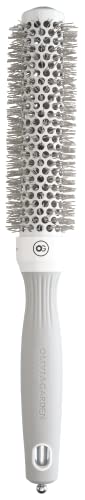Olivia Garden Expert Blowout Speed - White & Grey - 25 - Ceramic Round Brush with Extra Long Barrel for 25% Faster Blowouts