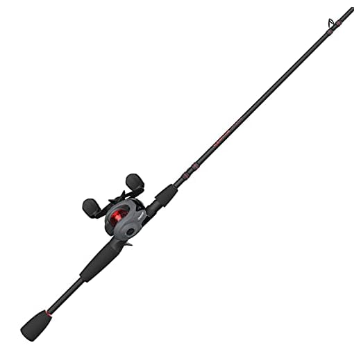 Quantum Invade Baitcasting Reel and Fishing Rod Combo, 6-Foot 6-Inch 2-Piece IM6 Graphite Baitcast Fishing Pole, Split-Grip EVA Handle, Size 100 Reel, Left-Hand Retrieve, 6.1:1 Gear Ratio, Dark Gray