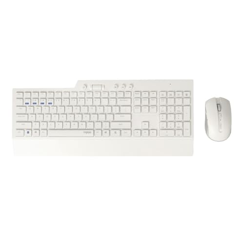 Clavier et souris sans fil Bluetooth 2.4 GHz Rapoo QWERTY portugais de bureau blanc 1600 dpi