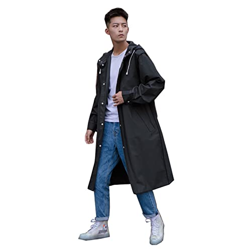 SJASD Veste De Pluie Longue À Capuche pour Hommes, Imperméable Léger, Coupe-Vent, Veste Longue pour Randonnée Pêche La Randonnée, Le Camping en Plein Air,L Cover