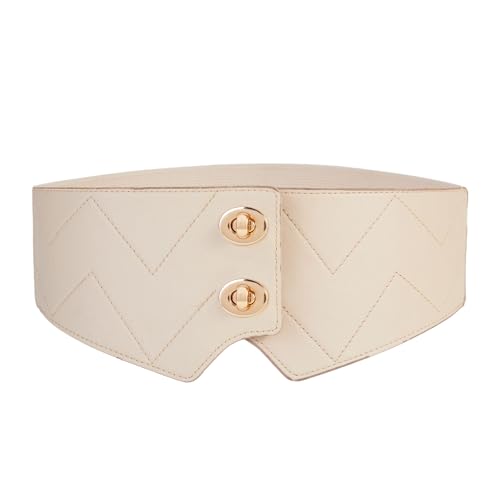 YooAi Wide Elastic Belt for Women Dresses Fashion Leather Corset Belt Stretch Cinch Waist Belt for Lady Girls Beige 74cm