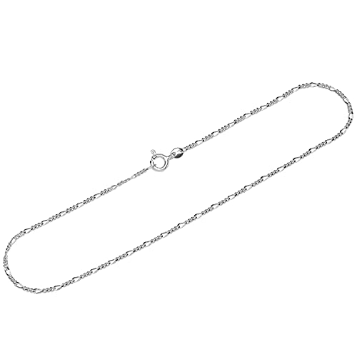 Tobillera de plata mujer NKlaus 26cm cadena Figaro diamantada joya de plata de ley 12545