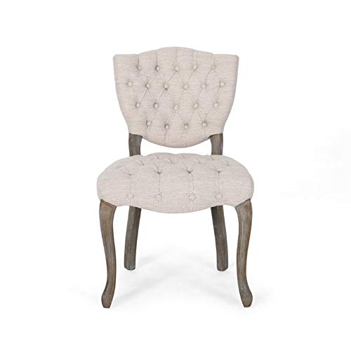 Case Tufted Dining Chair With Cabriole Legs (Set Of 2), Beige And Brown Washfinish #TOP6