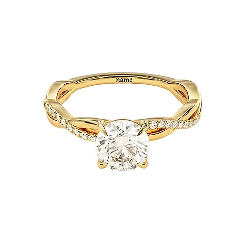 1 CT Petite Infinity Twisted Vine Round Moissanite Engagement Ring in Solid 10K/14K/18K Gold, Simulated Diamond Wedding Ring for Women/Girlfriend/Wife, Size 3-14 ＆ White/Yellow/Rose Gold