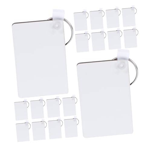 Gogogmee 25個長方形木製キーチェーン無地 両面対応 軽量熱転写用オーナメント 鍵やバッグ用頑丈リング付き創意キーホルダー