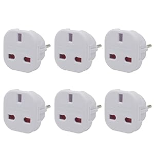 Jsdoin EU Travel Adapter pack of 6 , UK to European Plug Adapter, Europe Converter Type C, E, F for Spain, France, Italy…