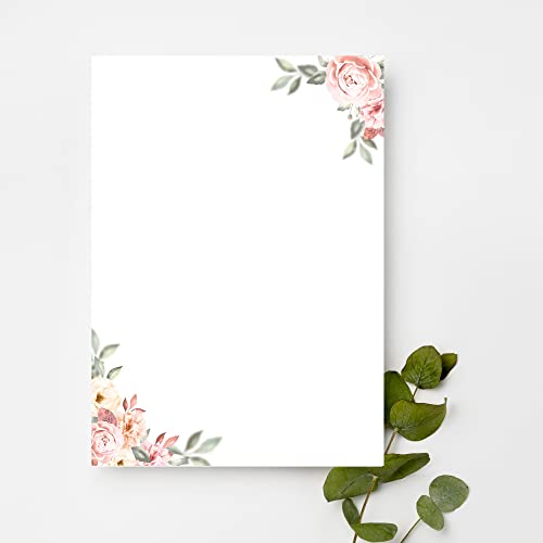 Briefpapier/Briefumschlag Set edel mit Rosen in altrosa und zarten Pastelltönen bedruckt 2 seitig A4 120 g/m² c6 80 g/m² Kuvert vintage 20 Blatt Briefpapier MIT 10 Umschlägen
