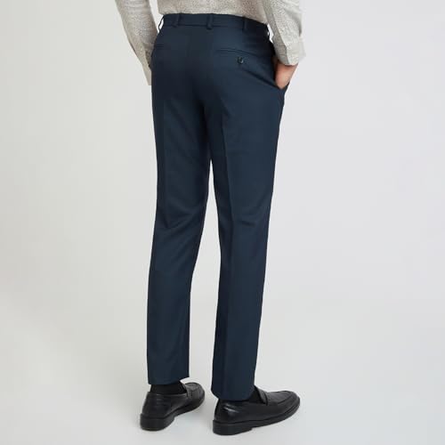 Image of Park Avenue Men Smart Fit Structure Pattern Polyester Blend Flat Front Formal Trouser