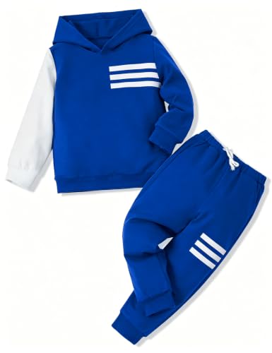 Image of Toddler Boy Clothes Long Sleeve Hoodie Sweatsuits Tops and Pants 2Pcs Boys Fall Winter Outfits Set