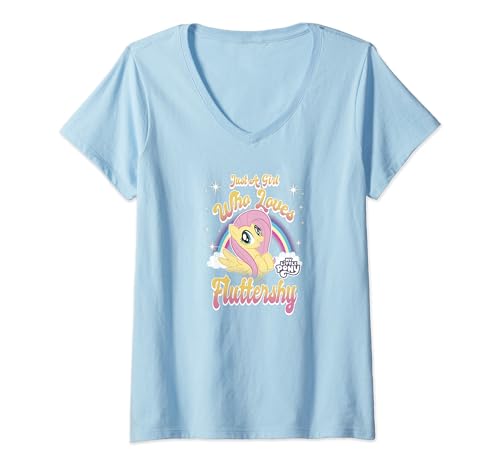T-shirt col V My Little Pony pour fille fan du poney Fluttershy jaune