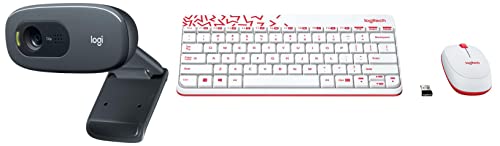 Image of Logitech C270 Digital HD Webcam with Widescreen HD Video Calling, HD Light Correction & MK240 Nano USB Wireless Keyboard and Mouse Set, 12 Function Keys 2.4GHz Wireless