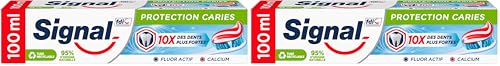 Signal Pasta de Dientes Protección Anticaries con flúor y calcio 100 ml (Paquete de 2)