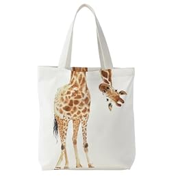 KBRCT Giraffe Tote Bag for Women, Giraffe Lovers Gifts Canvas Tote Bag, Animal Lovers Gifts for Women, Cute Wild Animal Reusable Shopping Grocery Bags