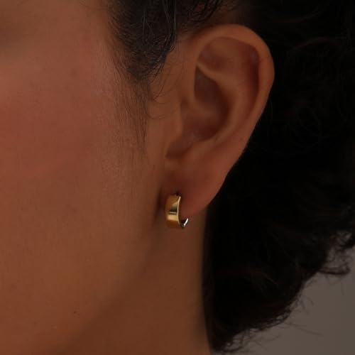 LeCalla 925 Sterling Silver Huggie Earring Hoops for Men Women & Teens | Small Round Chunky Huggie Hoop Earrings3