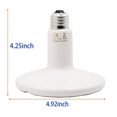Arigoul 250W Ceramic Heat Lamp Bulb Infrared Reptile for Pet Coop Lizard Snake Turtle Aquarium No Light No Harm Emitted (White) by Arigoul - Image 4