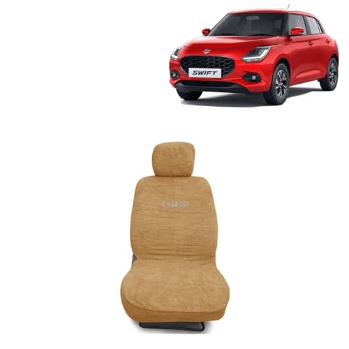 Image of Kingsway Swift Seat Cover for (Year 2024 Onwards) All Model, Towel Fabric Car Seat Covers Compatible with Maruti Suzuki Swift, Complete Set (Car Specific Front + Rear Seat Covers), Beige Color