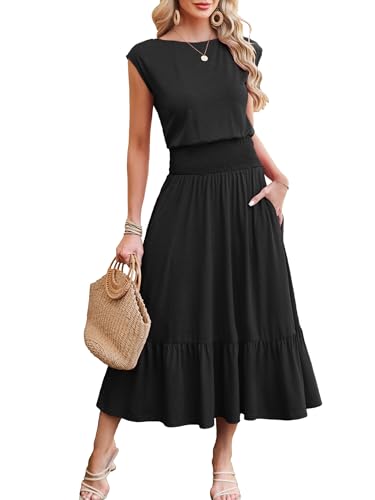 Kikibell Cocktail Maxi Dress Summer Midi Sundresses for Women Sleeveless