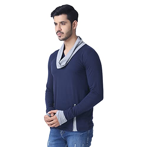 Image of Black Collection Men's Attached Muffler Full Sleeve T-Shirt(SKU: BCN0023)