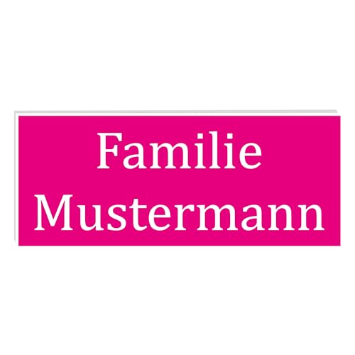 KIWISTAR UG - plaque boite aux lettres personnalisable libre choix 50x20 mm rose blanc - personnalisée avec gravure - Plaque de sonnette en PVC - usage extérieur - résistante aux UV et aux intempéries