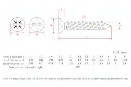 Tornillo autorroscante Phillips M3 x 15 mm cabeza plana miniatura 2