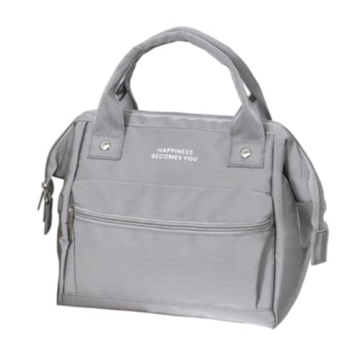 Lekolock 昼食用のスノーフレークアルミホイル保温バッグ ファッションでシンプル、大容量 通勤や出勤に便利 軽量で持ち運びやすい弁当箱 持ち手付きピクニックバッグ (グレー)