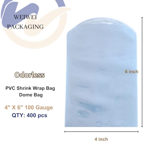 Image of Weiwei - 400 PCS 4x6 inch Odorless PVC Heat Shrink Wrap Bags 100 Gauge for Bath Bombs | Dome Shrink Bags