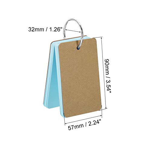 PATIKIL 3.5" x 2" Blank Flash Cards with Rings, 150 Pack Study Cards Index Cards Note Card Pre Hole Punched for Learning Blue - Image 2