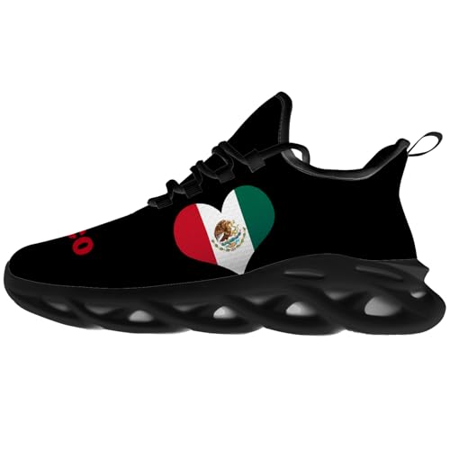 Mexico Flag Shoes for Women Men Running Shoes Athletic Sneakers Breathable Walking Tennis Shoes Gifts for Women Men