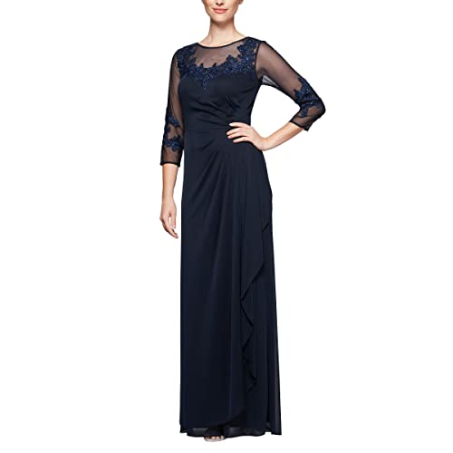 Image of Alex Evenings Womens Plus Size Long Sleeve Sweetheart Neckline Dress