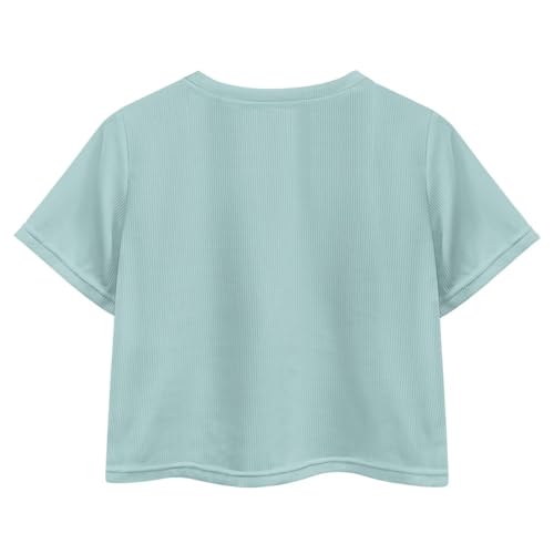 Image of Girls Fashion Crewneck Tee Shirts Casual Short Sleeve Crop Top Summer Outfits 5-14 Year