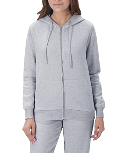 M17 Womens Ladies Recycled Plain Zip Up Hoodie Longline Hoody Jumper Casual Soft Hooded Sweatshirt Top Long Sleeve Jumper Jacket (L, Light Grey Marl)